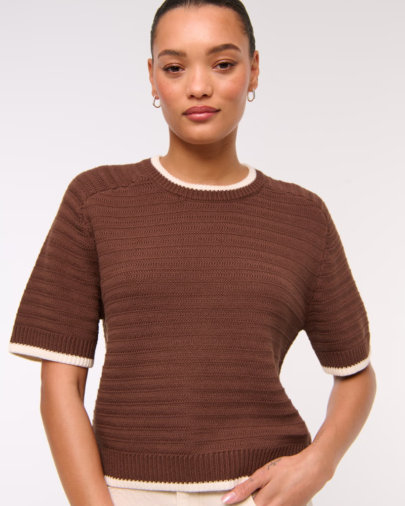 The A&F Madeline Textural Crew Sweater Tee | Abercrombie & Fitch (US)