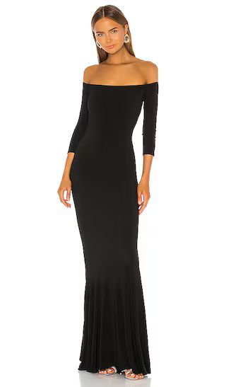 Off the Shoulder Fishtail Gown in Black | Revolve Clothing (Global)