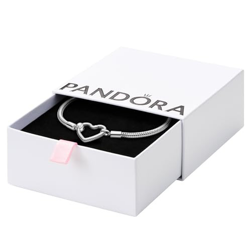 Pandora Moments Heart Clasp Snake Chain Bracelet - Charm Bracelet for Women - Compatible Moments Charms - Gift for Her - Sterling Silver - With Gift Box - 7.9" | Amazon (US)