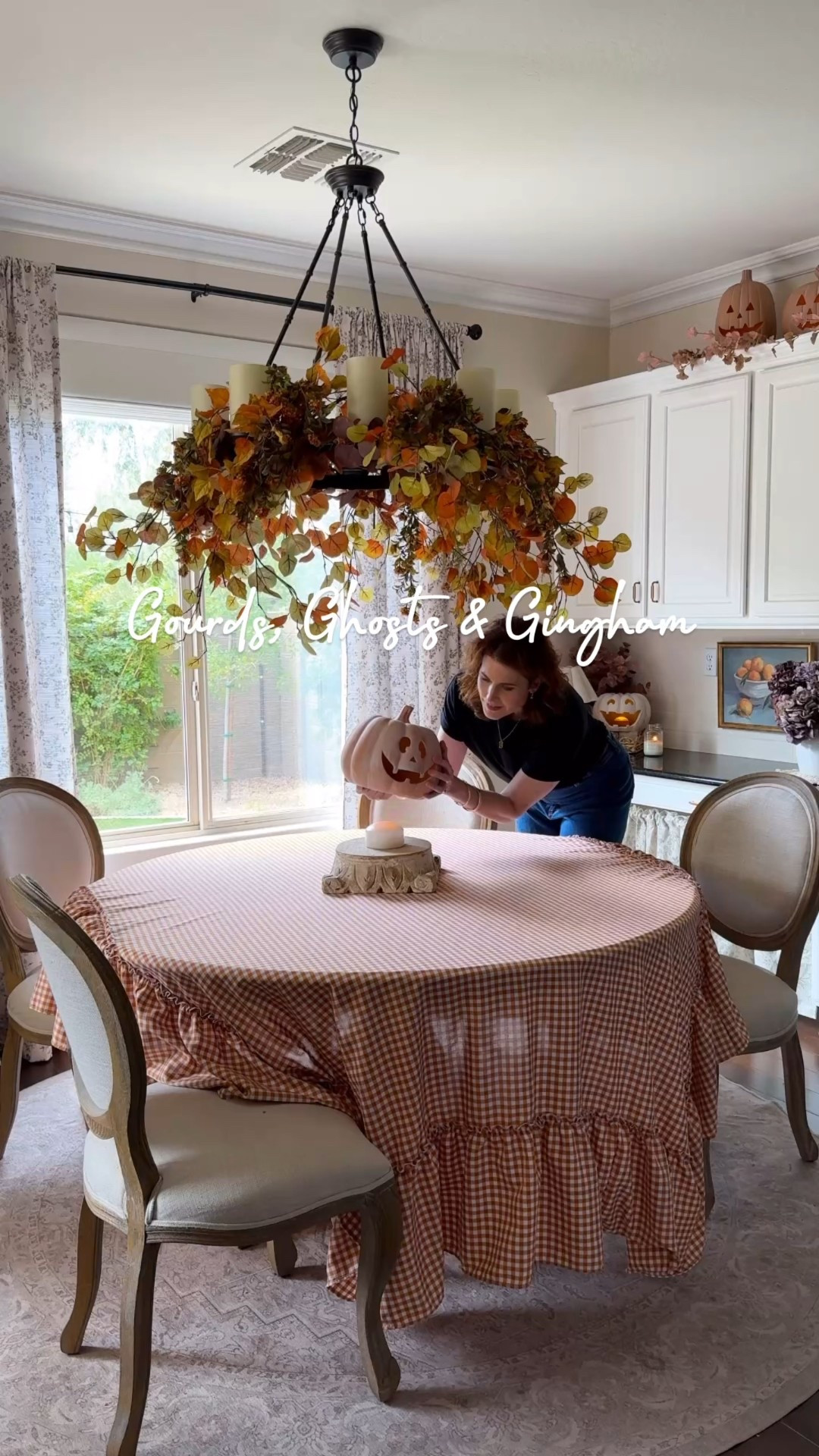 Gourds, Ghosts & Gingham🎃🍂👻

Mud Pie discount code:: JOY15 for any Mud Pie items until 12/15/25  (ghosts, plates, napkin rings, pumpkin place card holders) 

Fall home decor, pumpkin table decor, pumpkin table, Halloween table, fall table, tabletop decor, gingham tablecloth, jack o lanterns 
NOTE: my tablecloth is actually for a rectangle table. The Etsy shop I bought it from has a variety of sizes.

#LTKSeasonal #LTKHome #LTKFindsUnder50