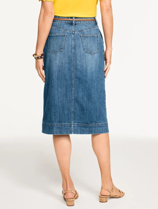 Denim A-line Midi Skirt - Cardiff Wash | Talbots