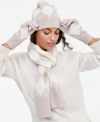 Charter Club Argyle Cashmere Scarf, Hat & Gloves Box Set, Macy's Exclusive - Ala Arg Ter Ver | Macy's