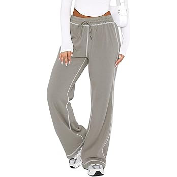 Wide Track Pants Women, Wide Leg Drawstring Lounge Pants Sweatpants Women Pajama Pants Joggers wi... | Amazon (US)