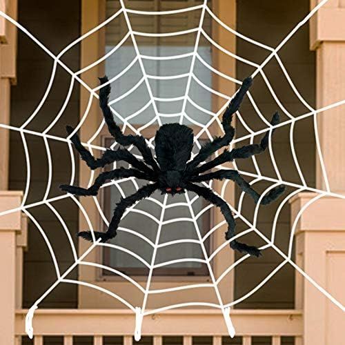 Anditoy 50" Giant Halloween Spider with 12ft Round Large Web Fake Scary Hairy Spiders Props for H... | Amazon (US)