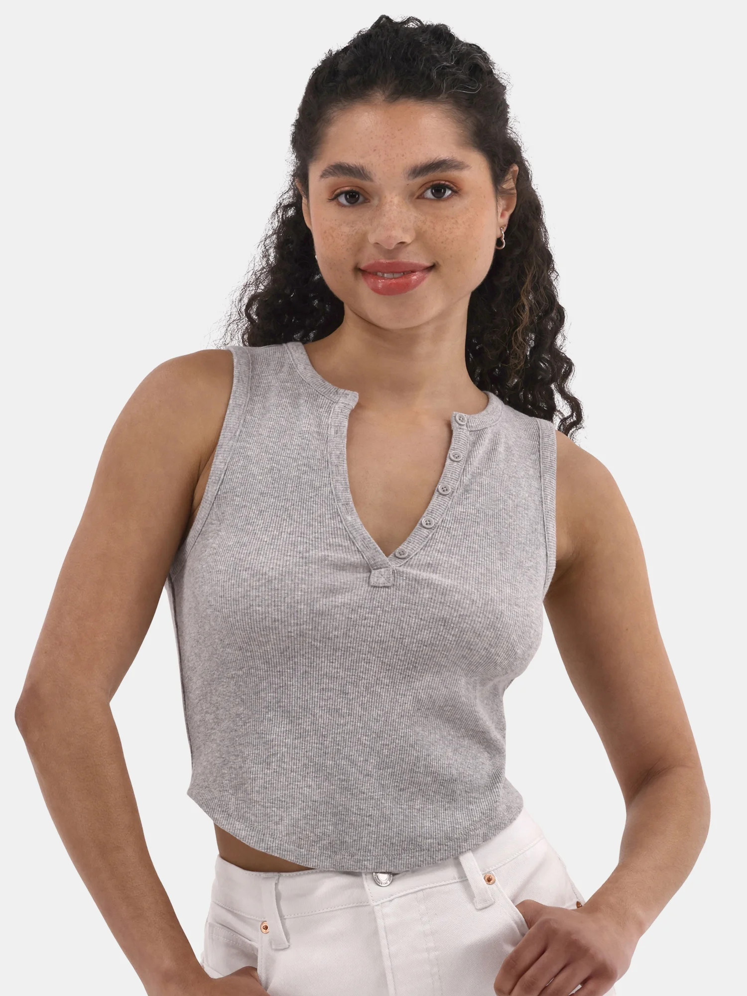 No Boundaries Rib Henley Tank, Women's - Walmart.com | Walmart (US)