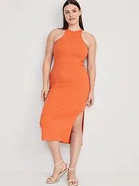 Fitted High-Neck Rib-Knit Maxi Dress for Women | Old Navy (US)