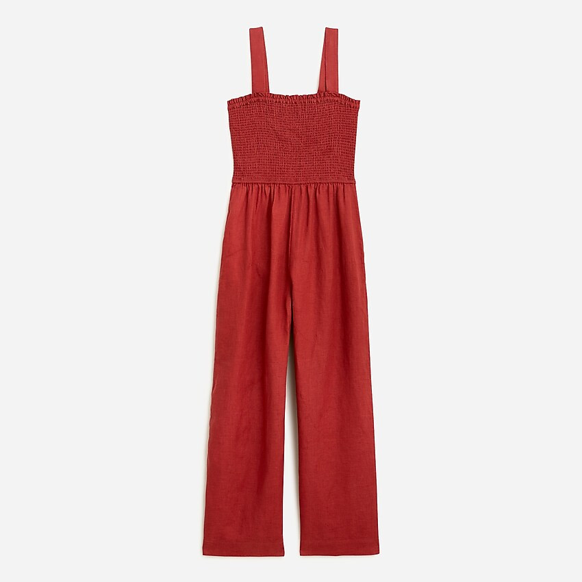 Smocked linen jumpsuit | J. Crew US