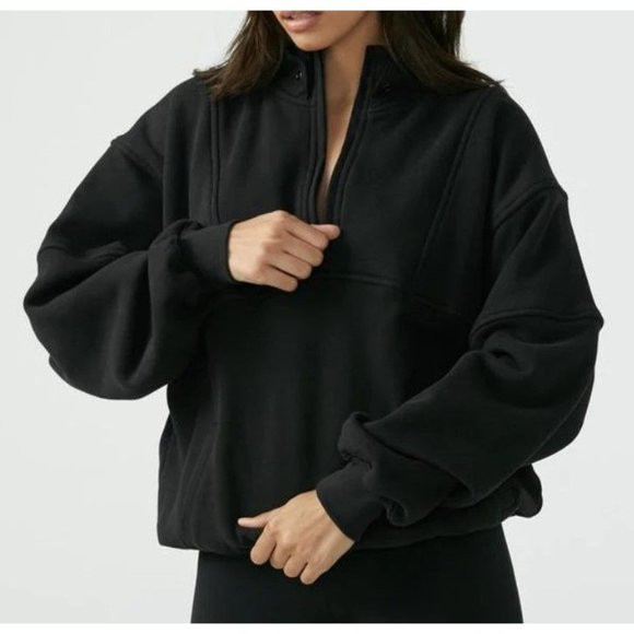 Joah Brown Retro Half Zip Pullover Sweater in Washed Black Size One Size | Poshmark