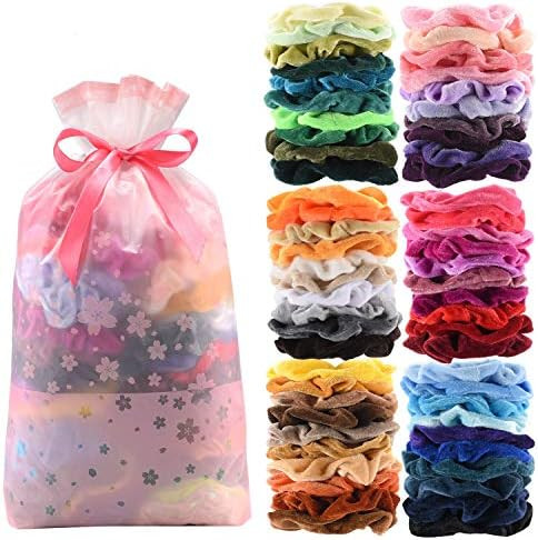 60 Pcs Premium Velvet Hair Scrunchies Hair Bands for Women or Girls Hair Accessories with Gift Ba... | Amazon (US)