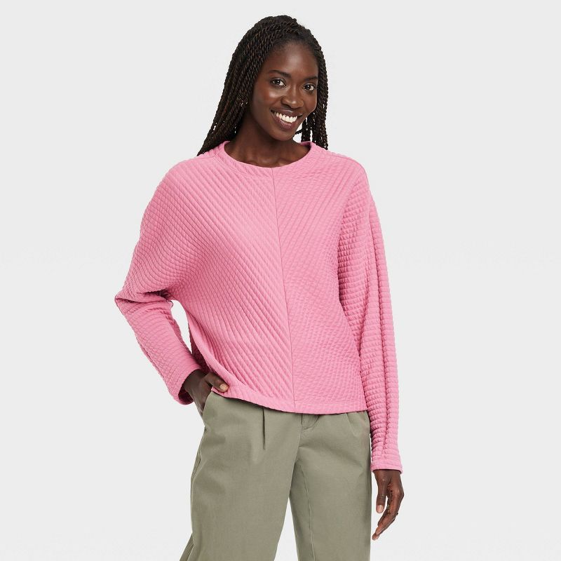 Women's Long Sleeve Boat Neck Ottoman Top - A New Day™ | Target