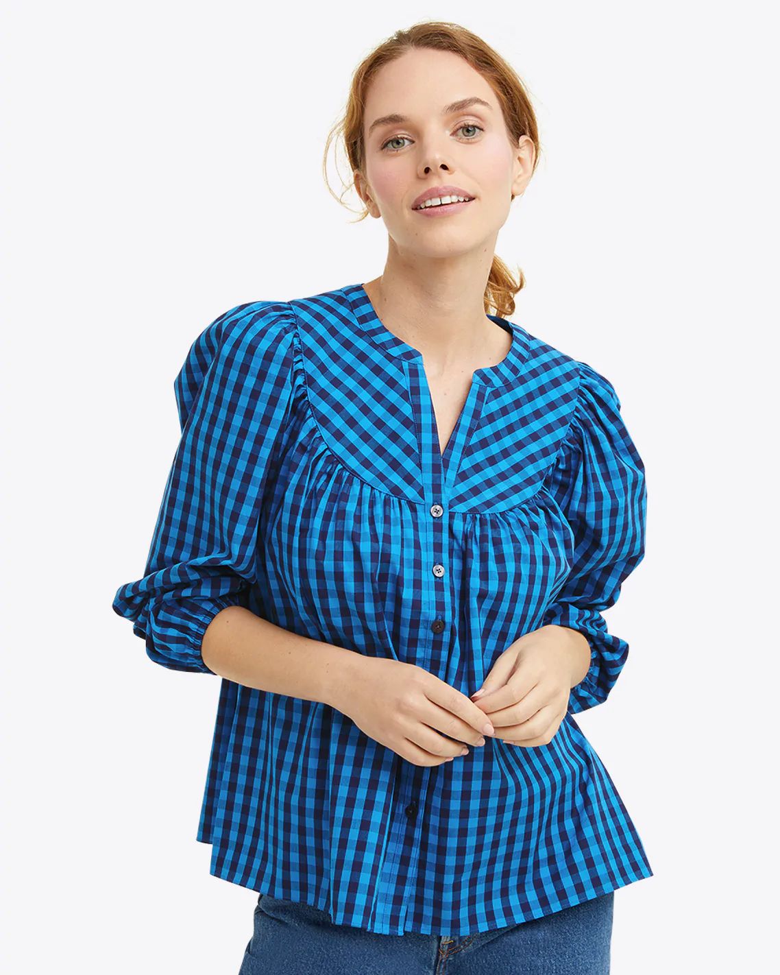 Button Down Top in Blue Gingham | Draper James (US)