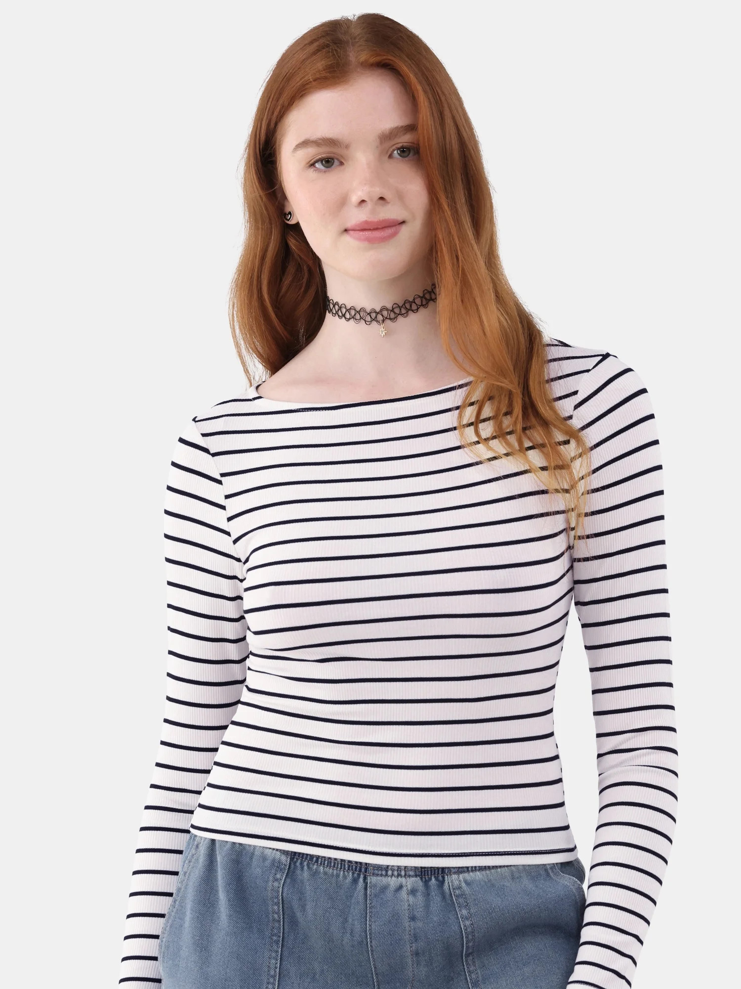 No Boundaries Ballet Back Ribbed Knit Top, Women's and Women's Plus | Walmart (US)