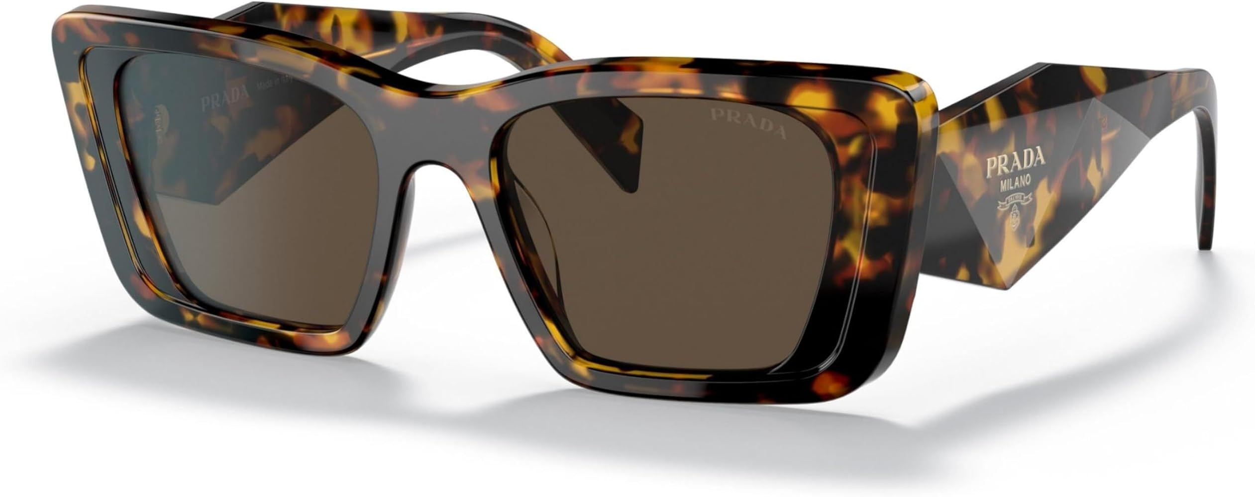 Prada PR 08YS - 01V8C1 Sunglasses HAVANA HONEY w/DARK BROWN 51mm | Amazon (US)