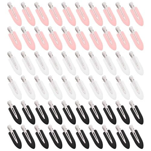 60 Pack No Bend Hair Clips 2.3'' No Crease Hairclips Flat Duckbill Clip Creaseless Makeup Styling Clips Alligator Hair Barrettes Salon Hairstyle Accessories for Women and Girls(White, Pink, Black) | Amazon (US)