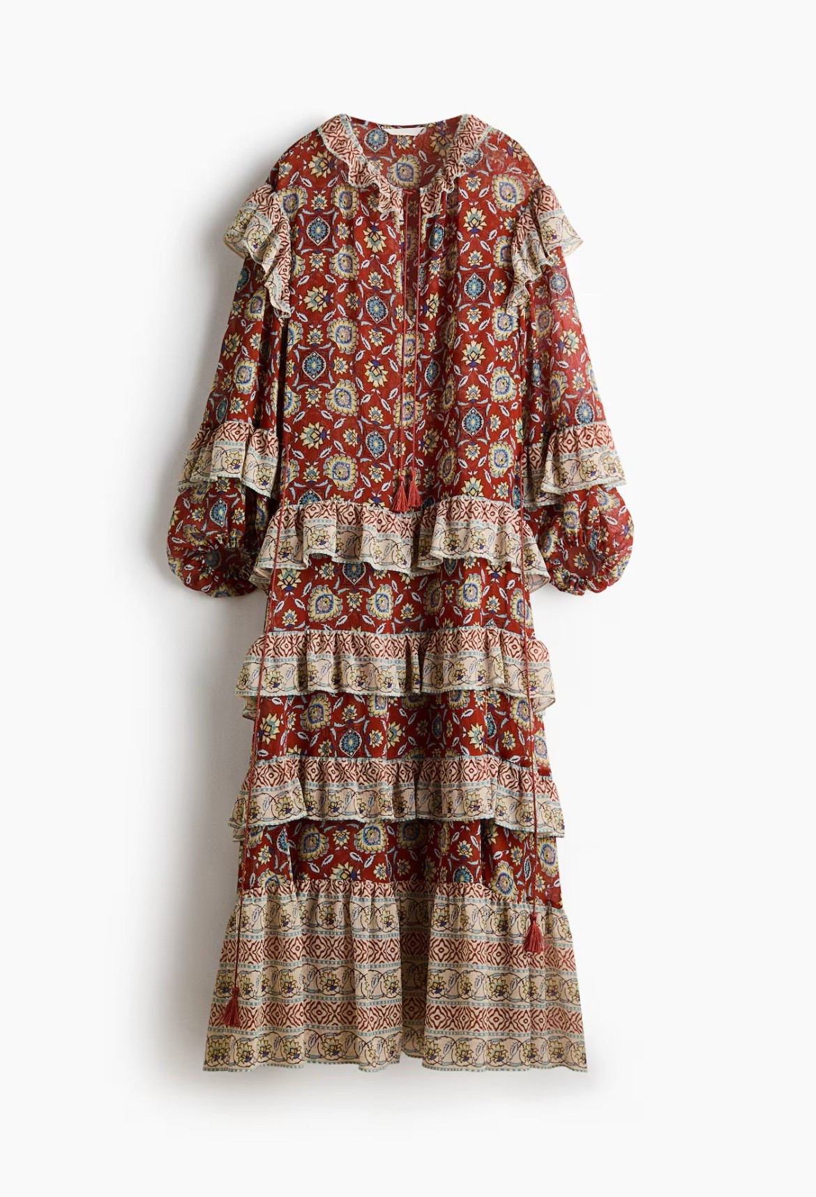 Patterned ruffle boho maxi dress 

#LTKSeasonal