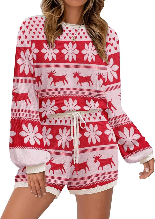 Ekouaer Knit Pajamas Set for Women Lounge Wear Sets Long Sleeve Sweatsuit Matching 2 Piece Outfit... | Amazon (US)