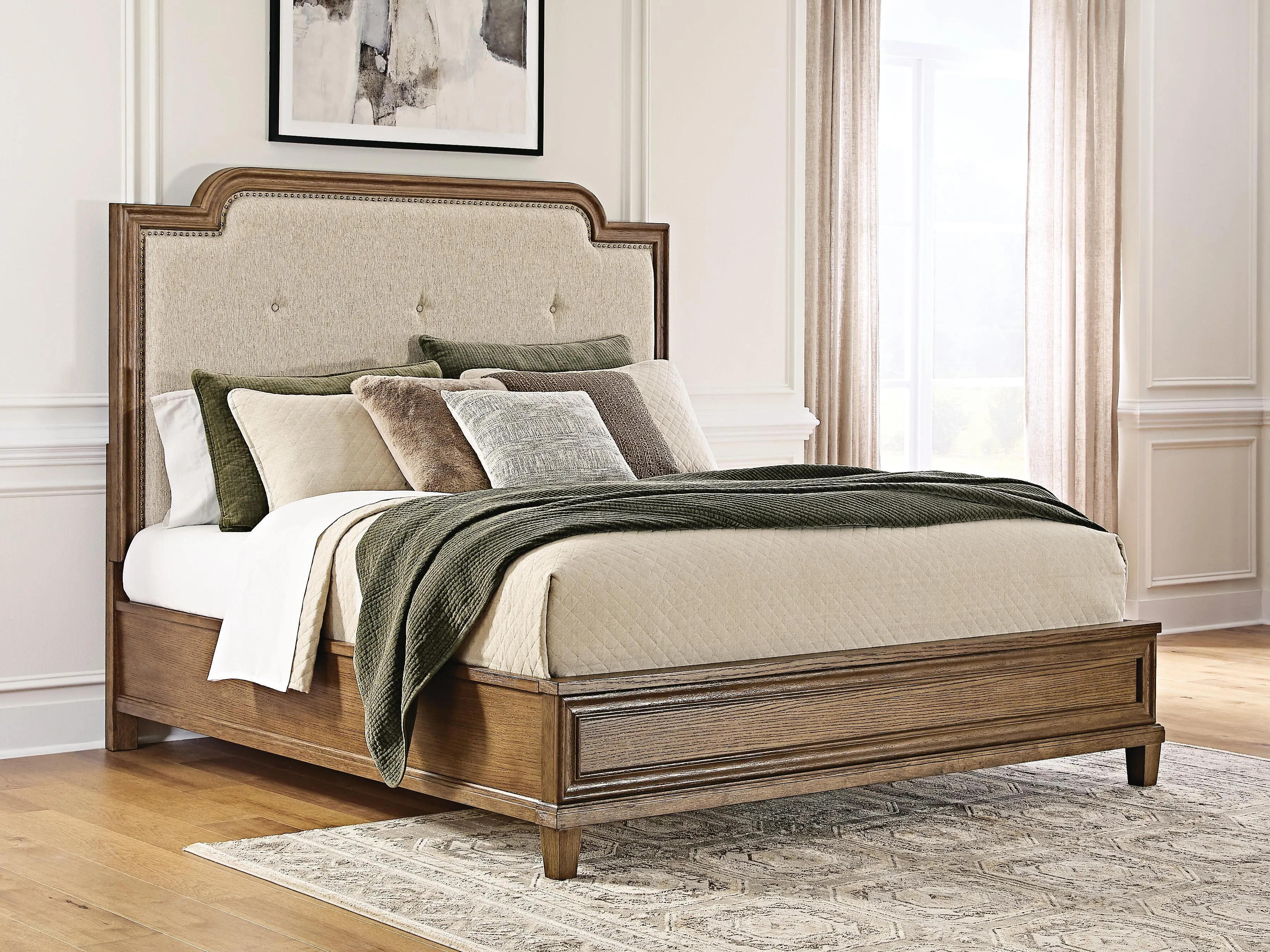 Jorlaina King Upholstered Panel Bed, Brown | Ashley