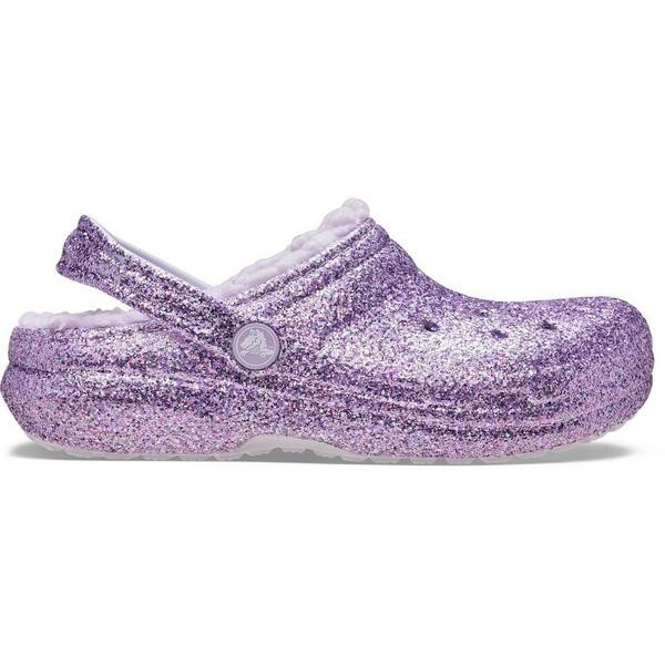 Kids' Crocs Classic Lined Chunky Glitter Casual Clogs Regular 5T Purple | Scheels Sports