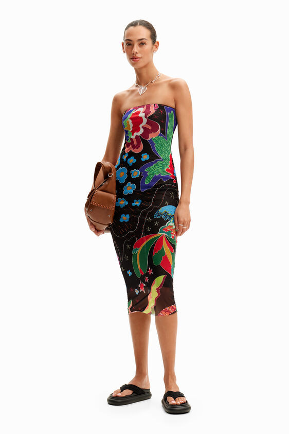 Jungle design bandeau midi dress | Desigual USA,CA