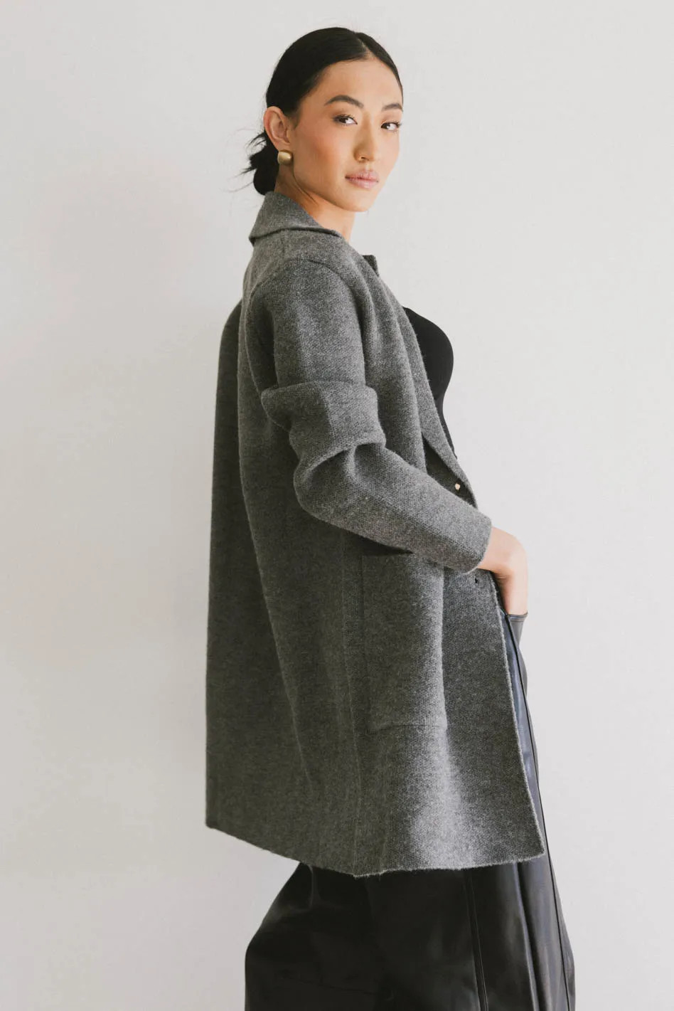 Micha Knitted Cardigan in Charcoal - FINAL SALE | Böhme US
