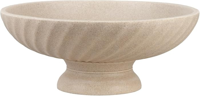 Deobath Large Resin Pedestal Decorative Bowl - Modern Fruit Bowl for Kitchen Counter - Handicraft Bowls for Home Decor - Key Bowl for Entry Table,Artificial Stone Beige | Amazon (US)