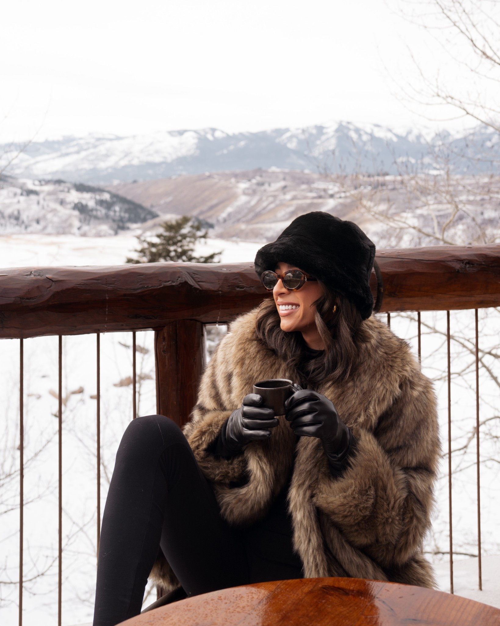 Mountain town outfit! Wearing size small faux fur coat and size small leggings 

Après ski outfit 
Winter outfit 
Winter style
Winter fashion
Faux fur 

#LTKSeasonal