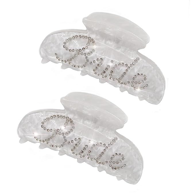 Amazon.com: CUTERUI GIFTED Bride Gifts,2 pcs Acrylic Bride Claw Hair Clips,Handmade Rhinestone Br... | Amazon (US)