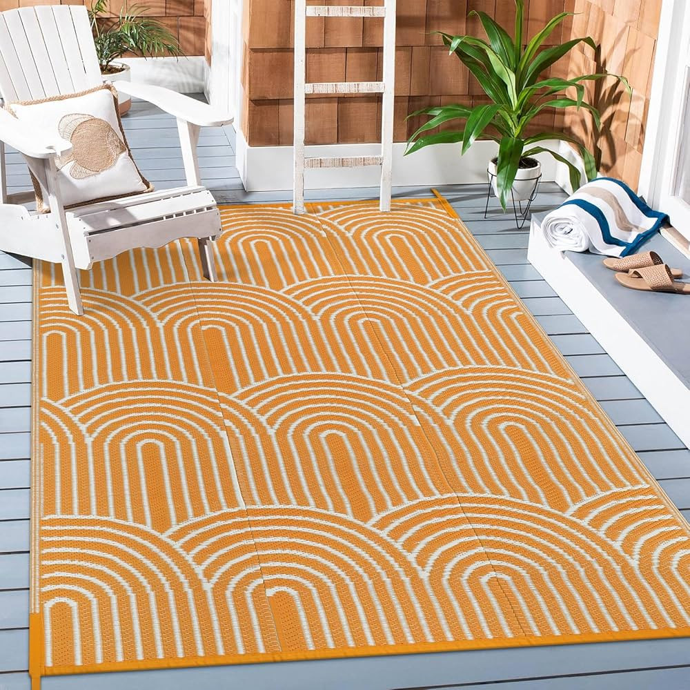 Lahome Fall Rugs Outdoor 6x9 Patio Waterproof, Plastic Straw Rug Reversible RV Mat, Large Porch F... | Amazon (US)