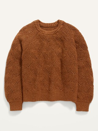Cable-Knit Blouson-Sleeve Pullover Sweater for Girls | Old Navy (US)