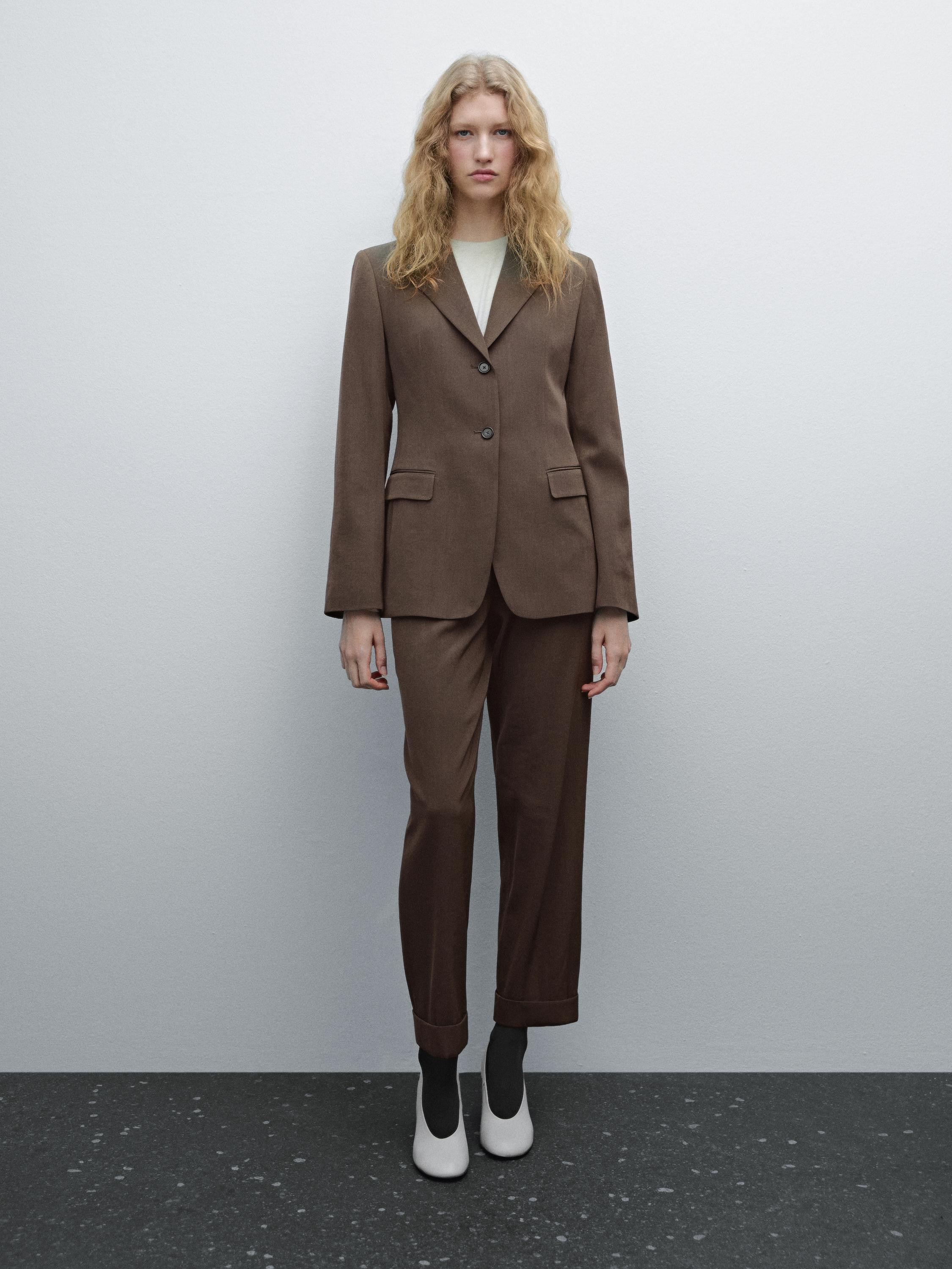 Fitted wool blend blazer | Massimo Dutti US