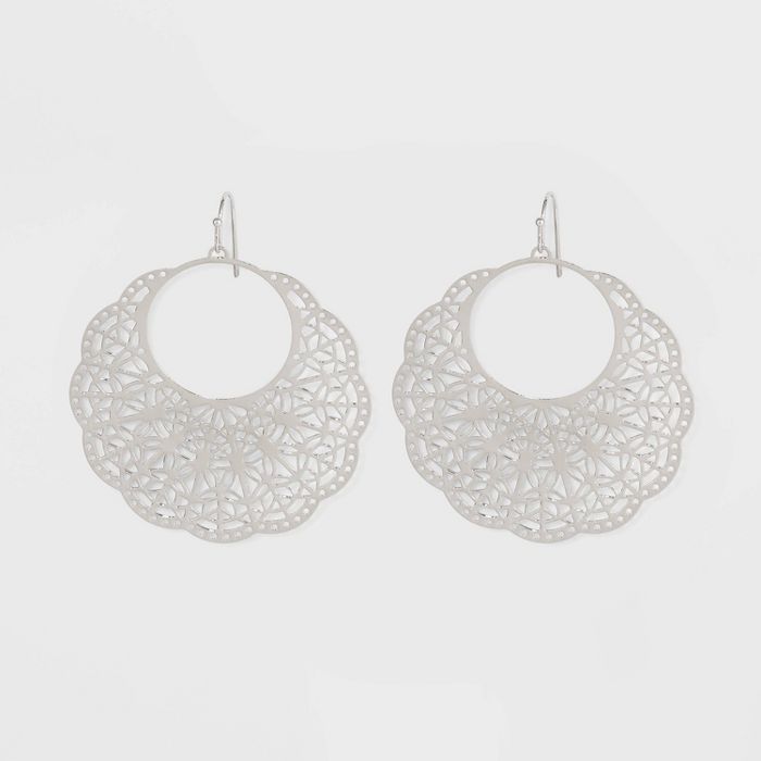Rhodium Filigree Drop Earrings - A New Day™ Silver | Target