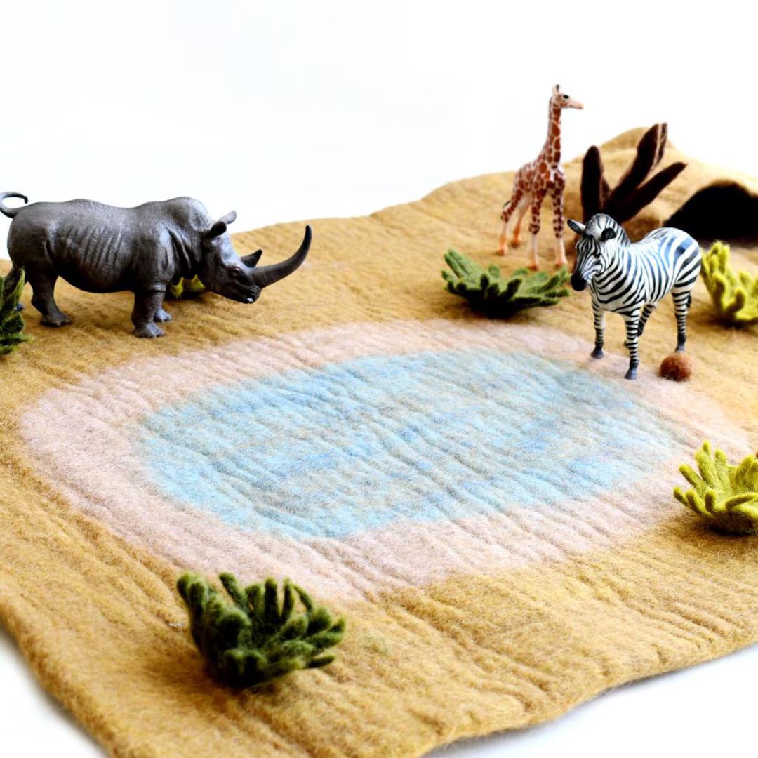 Large to Scale Safari Playscape, Felt World, Play Scene, Pretend Play, Mat for Small Play, Waldor... | Etsy (US)