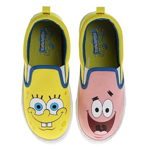 Spongebob Canva LowTops Shoe Slipon Sneakers - Spongebob Squarepants Low Top Sneaker Shoes for Kids Boys Girls - Yellow Blue (Size 3 Big Kid) | Amazon (US)