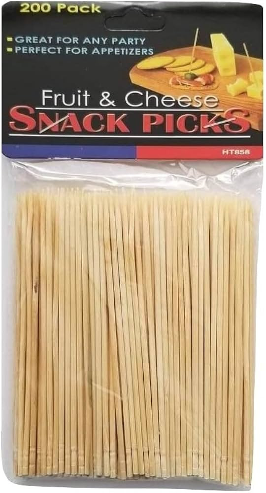 3.75" Natural Wood Party Snack Appetizer Skewer Picks - 200 pack - Great for Fruit and Cheese (20... | Amazon (US)