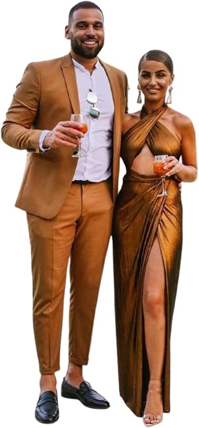 Men's Single Breasted Button Jacket&Pants Tuxedos Peak Lapel Suit for Groom Party | Amazon (US)