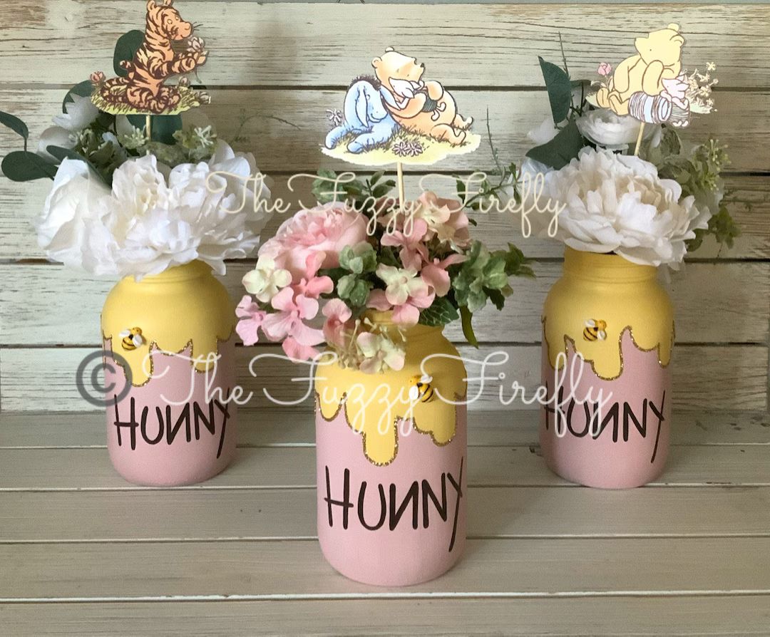 Honey Pot mason jar QUART SET centerpiece,Hunny pot decor,Bumble Bee baby shower,Mommy to bee bab... | Etsy (US)