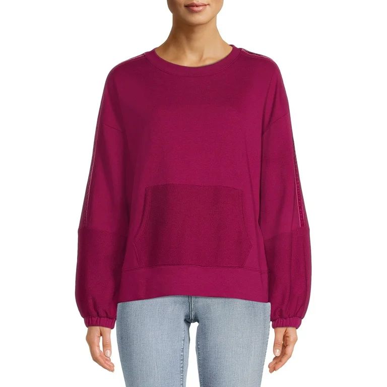 Time and Tru Women's Terry Trim Sweatshirt | Walmart (US)