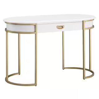 Leick Home White Oval Metal Leg Desk 85405 - The Home Depot | The Home Depot