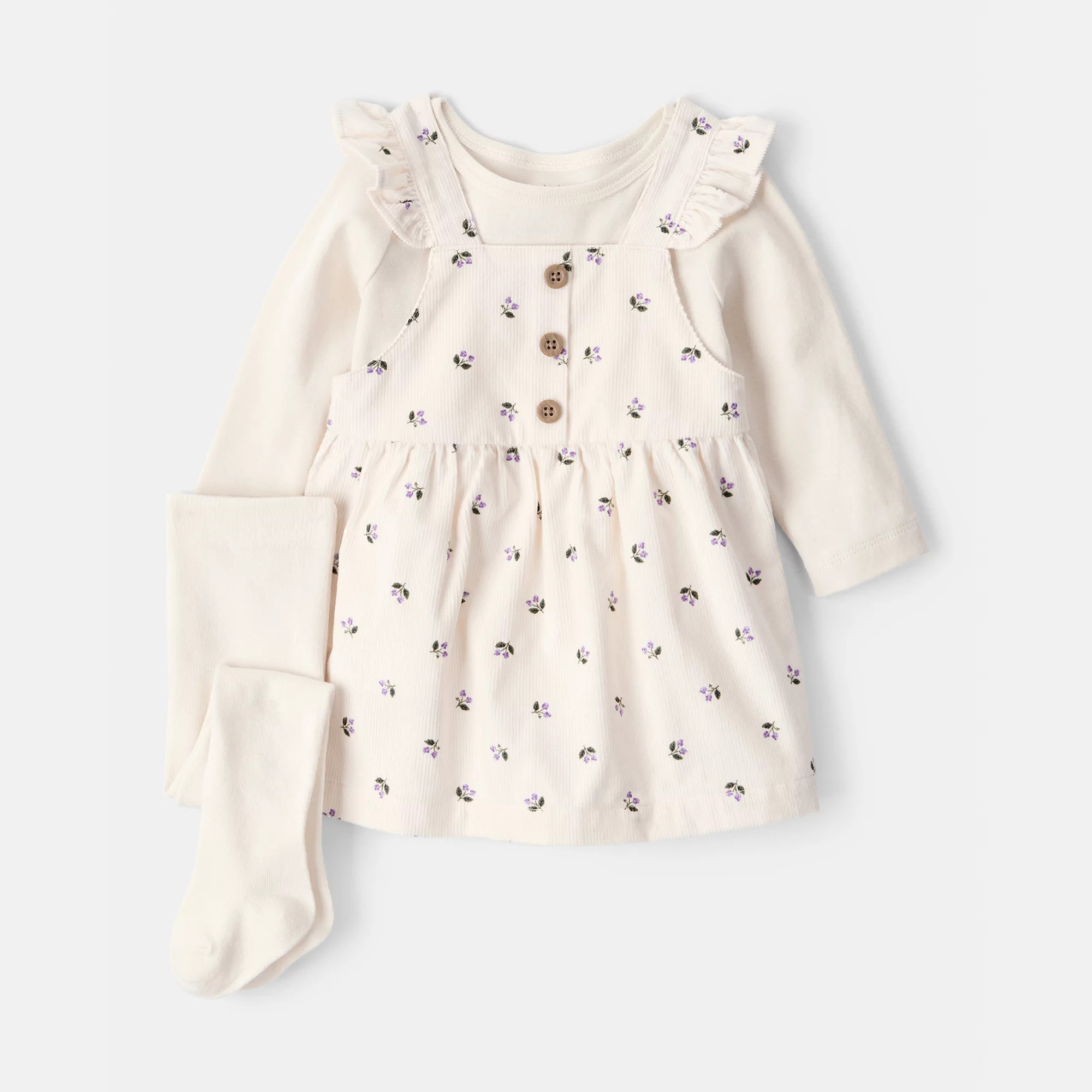 Baby Girl Carter's 3-pc. Floral Long-Sleeve Dress & Tights Set | Kohl's