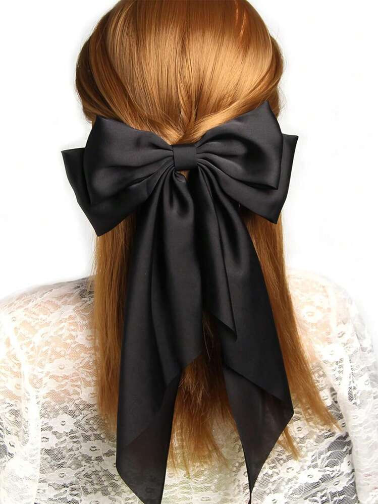 Trends1pc Big Bow Hair Clip, French Style Satin Ribbon Hair Bow Barrette, Hair Accessory For Girl... | SHEIN