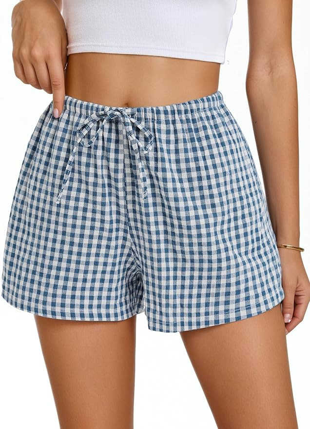 Women Boxer Shorts with Pockets Comfy Breathable Drawstring Short Cotton Pajama Lounge Trendy Bea... | Amazon (US)