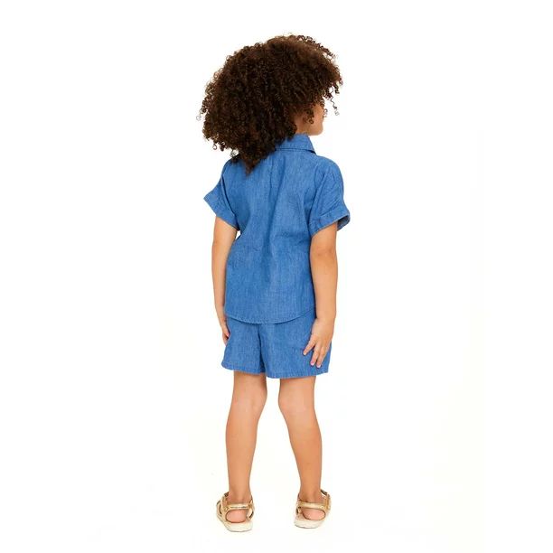 Wonder Nation Toddler Girls Elevated Shirt and Shorts Set, Sizes 12M-5T | Walmart (US)