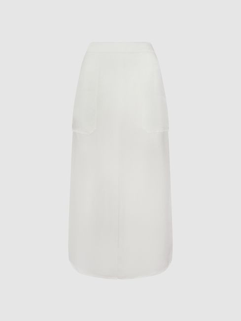 Reiss White Axelle Linen High Rise Skirt | Reiss UK