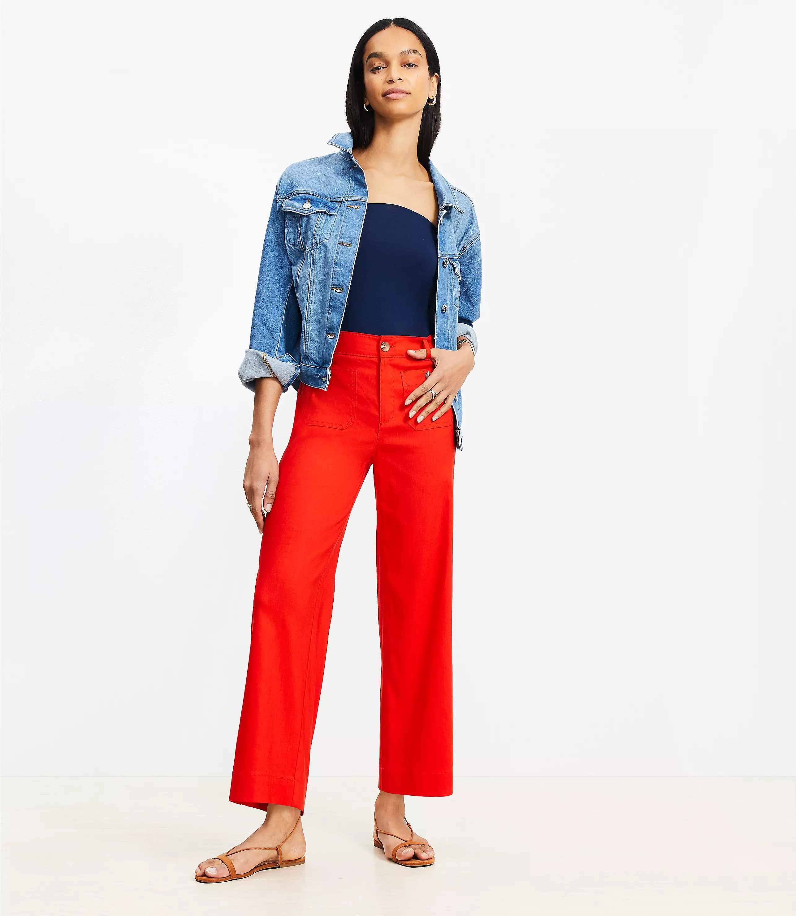 Palmer Wide Leg Crop Pants in Linen Blend | LOFT