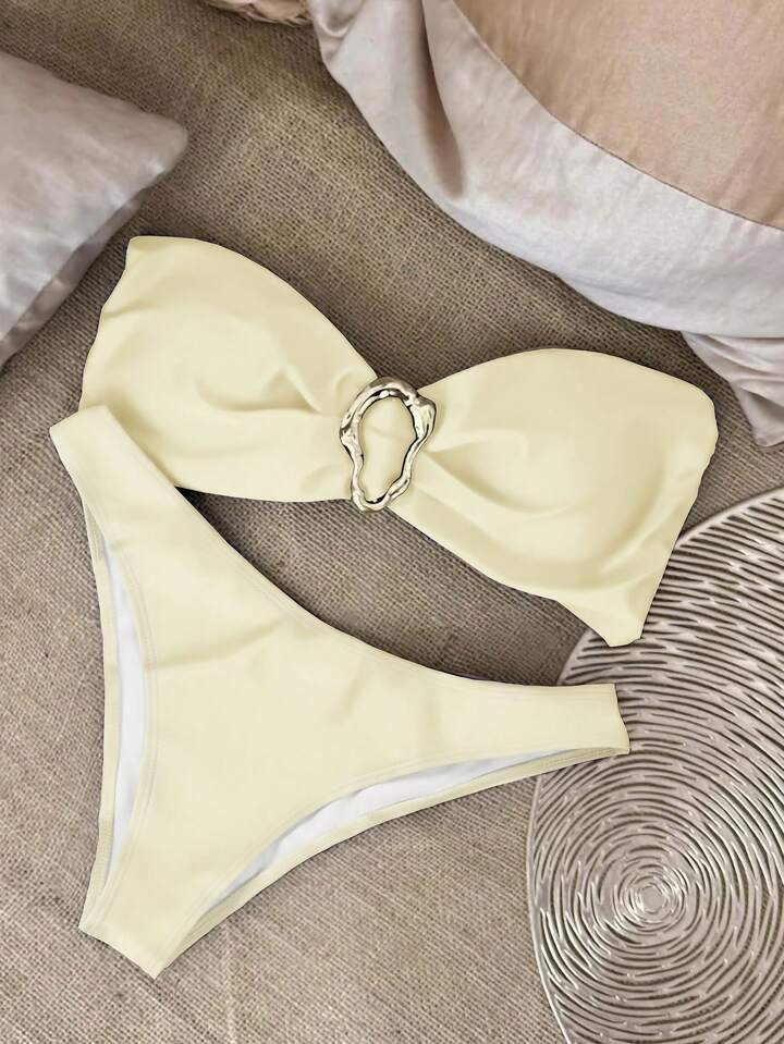 Sexy Strapless Solid Color Bikini Summer | SHEIN