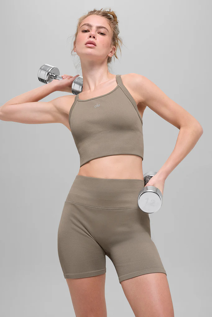Seamless Ribbed Favorite Bra Tank - Light Cocoa | Alo Yoga (US)