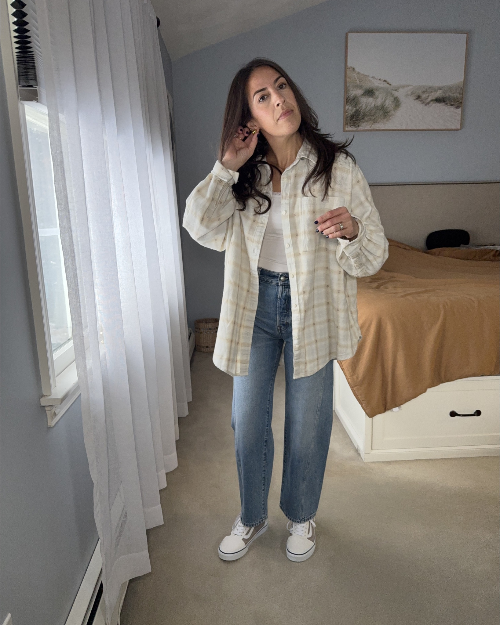 Sale/Clearance @Aerie 

I scored this flannel for $17 at 70% off! Loved the color and little, teenie, tiny flowers on it. 
Also couldn’t pass up on these new sneaks and my favorite pair of jeans that I bought in another color. 
Sizing:
Flannel- small (run very large. Extra small would have been just fine.)
Jeans- 24/r. Also run big. 

@aerie
@Madewell 

#LTKSaleAlert #LTKmomlife #LTKootd