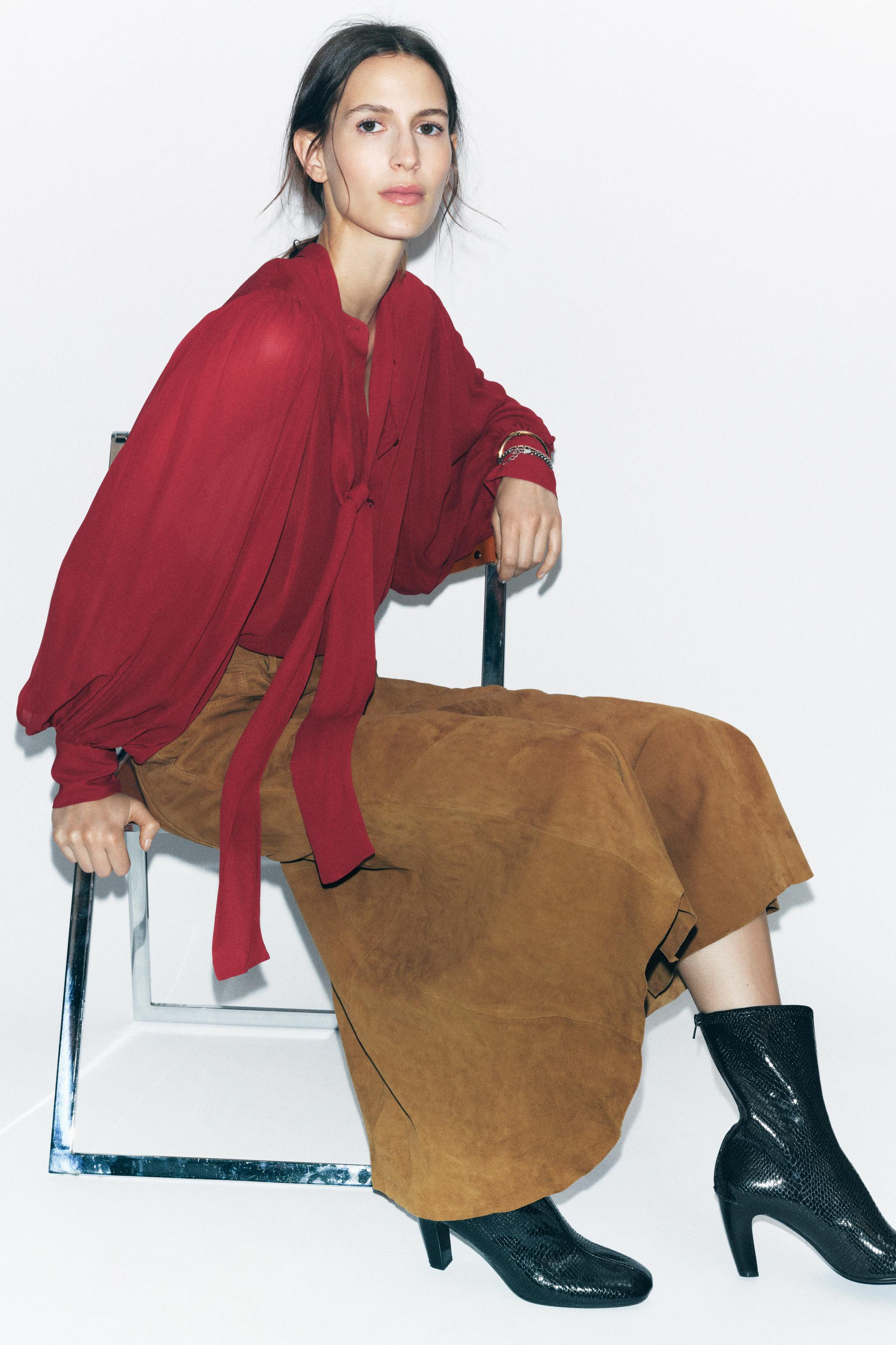 ZW COLLECTION TIE BLOUSE | Zara US