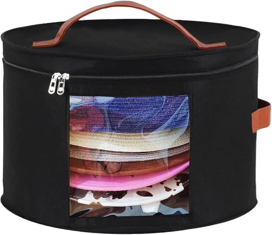 Hat Box-Hat Boxes for Women Storage Travel Hat Box Large Round Hat Carrier Case Organizer Cowboy ... | Amazon (US)