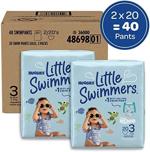 Huggies Little Swimmers Swim Diapers Disposable Swim Pants, Size 3 Small, 40 Ct | Amazon (US)